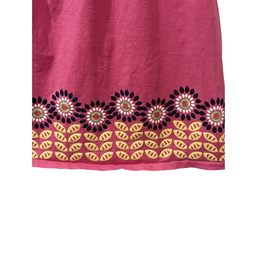 Hanna Andersson Girls Pink Dress With Floral Border Design Short Sleeves Size 10 - Picture 2 of 4